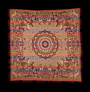 Dubbelgeweven Deksel, geproduceerd door Lancaster Carpet, Coverlet, Quilt en Yarn Manufacturing, 1869 door American School